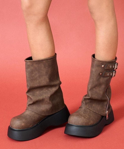 ANAP GｉRL（アナップガール）の「ロゴ 刺繍入り カバー ブーツ（ブーツ・キッズ・ブラック/ブラウン・XS/S/M/L）」の7枚目の写真