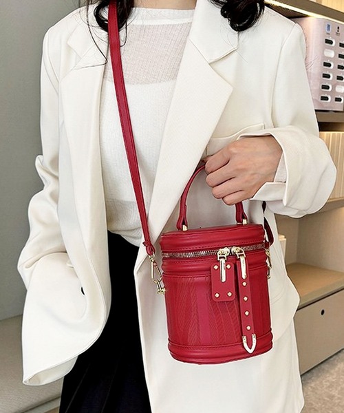 セール】【2WAYショルダー付】 レザータッチコンパクトバニティバッグ