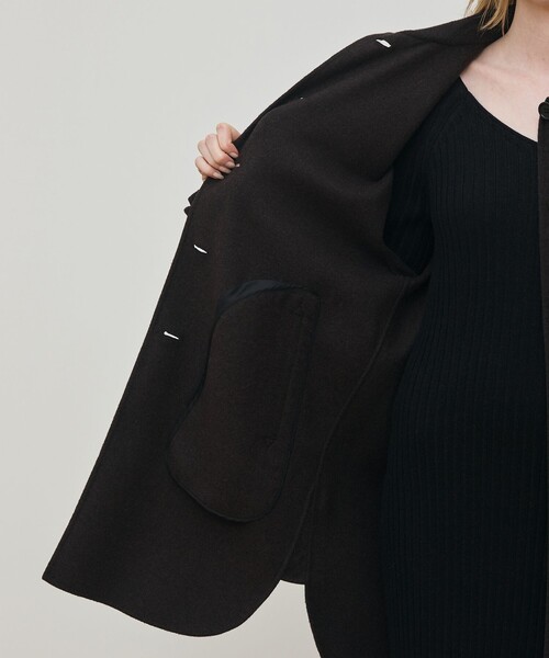 ライトダブルフェイスシャギー チンベルト付きコート（その他アウター