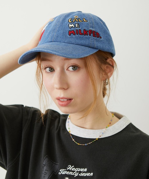 MILKFED.（ミルクフェド）の「DOODLE EMBROIDERY CAP（キャップ・レディース・ライトブルー/ブラック/ライトインディゴブルー・ONE SIZE）」の3枚目の写真