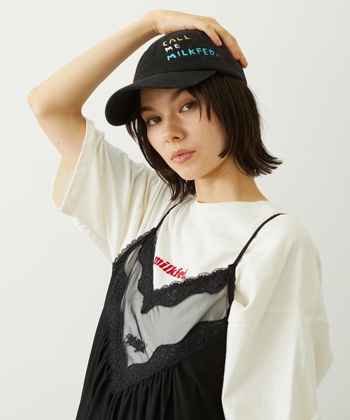 MILKFED.（ミルクフェド）の「DOODLE EMBROIDERY CAP（キャップ・レディース・ライトブルー/ブラック/ライトインディゴブルー・ONE SIZE）」の8枚目の写真