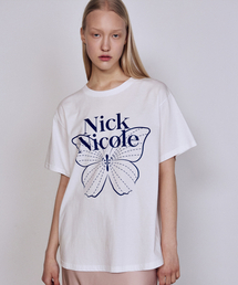 BIG BUTTERFLY SLEEVE TOP_WHITE BLUE