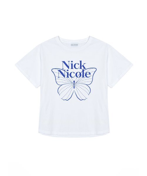 NICK&NICOLE（ニックアンドニコール）の「BIG BUTTERFLY SLEEVE TOP_WHITE BLUE（Tシャツ/カットソー・レディース・その他・FREE）」の4枚目の写真