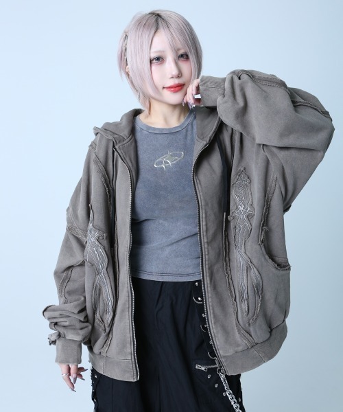 TRIPLE DAGGER HOODIE(トリプル ダガー フーディー)ビッグシルエット ジップアップ パーカー