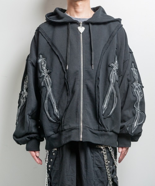 TRIPLE DAGGER HOODIE(トリプル ダガー フーディー)ビッグシルエット ジップアップ パーカー