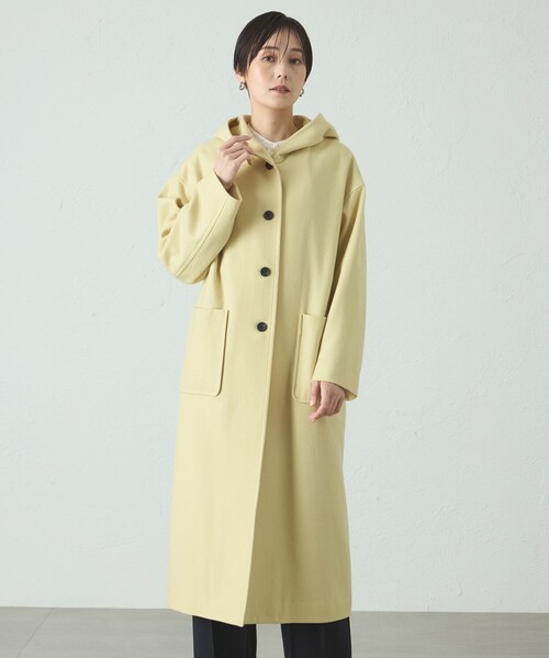 CAST:（キャストコロン）の「フードロングウールコート（その他アウター・レディース・ベージュ系その他4/ブラック/ライトイエロー・S/M）」の3枚目の写真