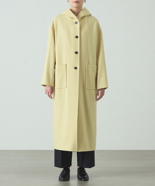 CAST:（キャストコロン）の「フードロングウールコート（その他アウター・レディース・ベージュ系その他4/ブラック/ライトイエロー・S/M）」の7枚目の写真