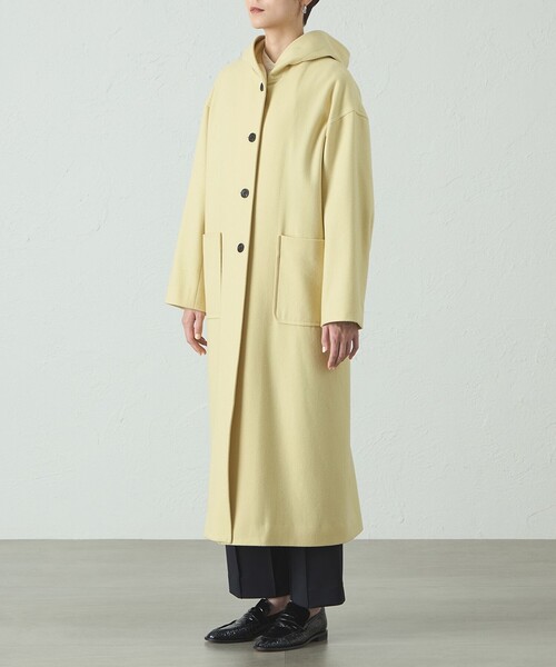 CAST:（キャストコロン）の「フードロングウールコート（その他アウター・レディース・ベージュ系その他4/ブラック/ライトイエロー・S/M）」の8枚目の写真