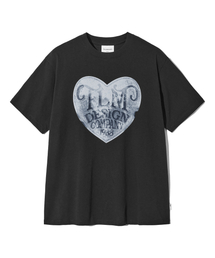 FLM ヴィンテージハートグラフィックTシャツ-ブラック