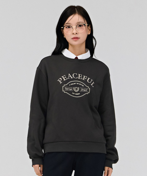 CHASECULT(チェイスカルト)の「女性レタリング刺繍裏起毛スウェットTシャツ-チャコール(スウェット・レディース・チャコールグレー・90/85)」の1枚目の写真