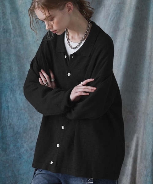 SERACE(セラス)の「【SERACE】Silver button knit shirt cardigan / シルバーボタンニットシャツカーディガン(カーディガン/ボレロ・メンズ・ライトグレー/ブラック/チャコールグレー・L/M/S)」の22枚目の写真