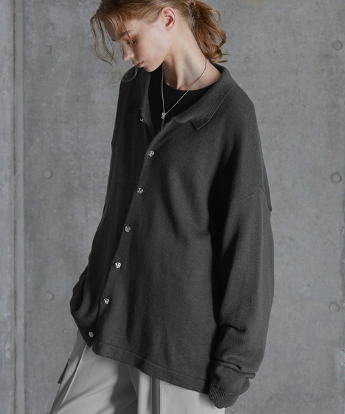 SERACE(セラス)の「【SERACE】Silver button knit shirt cardigan / シルバーボタンニットシャツカーディガン(カーディガン/ボレロ・メンズ・ライトグレー/ブラック/チャコールグレー・L/M/S)」の22枚目の写真