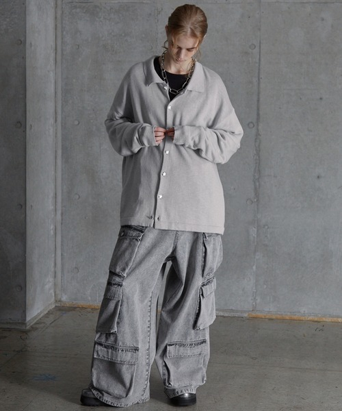 SERACE(セラス)の「【SERACE】Silver button knit shirt cardigan / シルバーボタンニットシャツカーディガン(カーディガン/ボレロ・メンズ・ライトグレー/ブラック/チャコールグレー・L/M/S)」の6枚目の写真