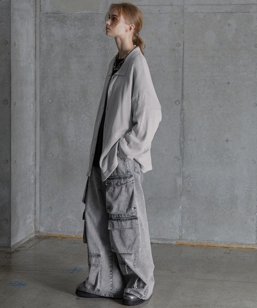 SERACE(セラス)の「【SERACE】Silver button knit shirt cardigan / シルバーボタンニットシャツカーディガン(カーディガン/ボレロ・メンズ・ライトグレー/ブラック/チャコールグレー・L/M/S)」の8枚目の写真