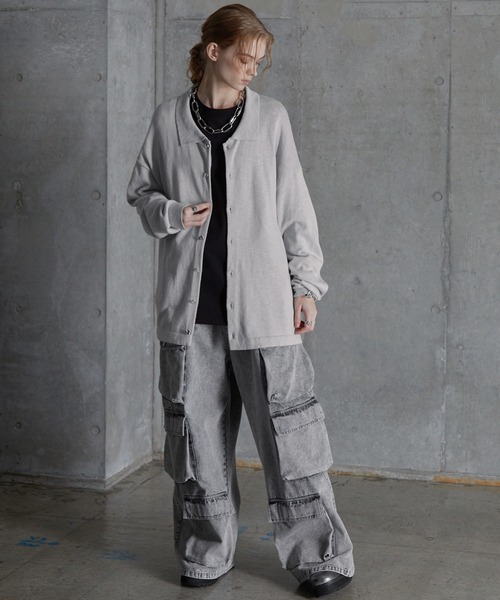 SERACE(セラス)の「【SERACE】Silver button knit shirt cardigan / シルバーボタンニットシャツカーディガン(カーディガン/ボレロ・メンズ・ライトグレー/ブラック/チャコールグレー・L/M/S)」の13枚目の写真