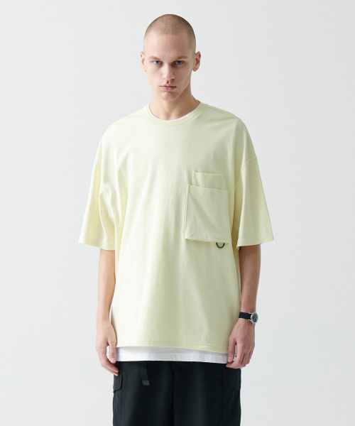 MUSINSA STANDARD（ムシンサスタンダード）の「[シティレジャー] オーバーサイズグラシスパケットTシャツ [レモン]（Tシャツ/カットソー・メンズ・その他・XX-LARGE/LARGE/MEDIUM/X-LARGE）」の2枚目の写真