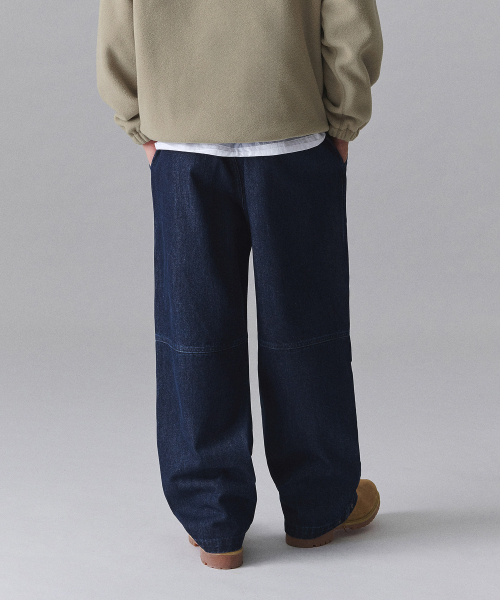 MUSINSA STANDARD（ムシンサスタンダード）の「[シティレジャー] ベルト付きデニムパラシュートパンツ [ミディアムインディゴ]（デニムパンツ・メンズ・その他・40/38/42/26/27/28/29/36/34/32/30/31/33）」の2枚目の写真