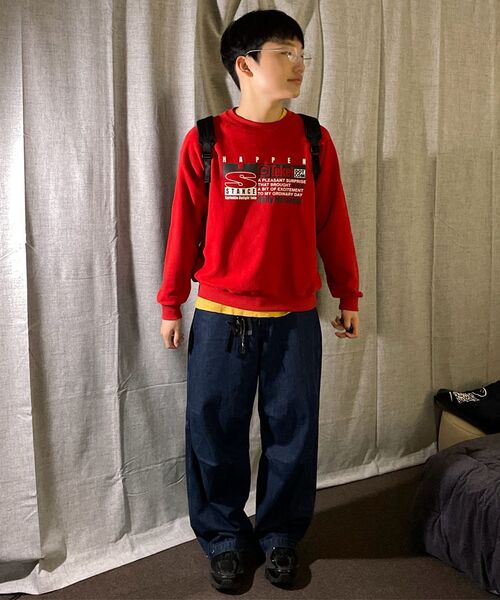 MUSINSA STANDARD（ムシンサスタンダード）の「[シティレジャー] ベルト付きデニムパラシュートパンツ [ミディアムインディゴ]（デニムパンツ・メンズ・その他・40/38/42/26/27/28/29/36/34/32/30/31/33）」の14枚目の写真
