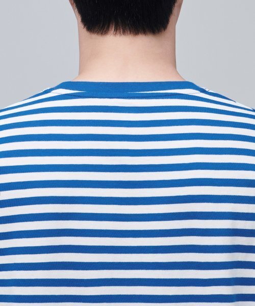 MUSINSA STANDARD（ムシンサスタンダード）の「ストライプリラックスクルーネックTシャツ[ブルー]（Tシャツ/カットソー・メンズ・その他・MEDIUM/LARGE/X-LARGE/XX-LARGE）」の5枚目の写真