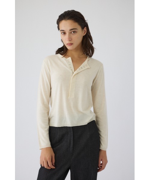 RIM.ARK（リムアーク）の「Hook design silk blend knit ホックデザインシルクブレンドニット（ニット/セーター・レディース・アイボリー/グレー/ブラウン/ブラック・FREE）」の6枚目の写真