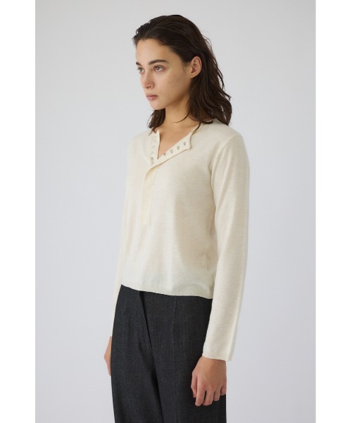 RIM.ARK（リムアーク）の「Hook design silk blend knit ホックデザインシルクブレンドニット（ニット/セーター・レディース・アイボリー/グレー/ブラウン/ブラック・FREE）」の10枚目の写真