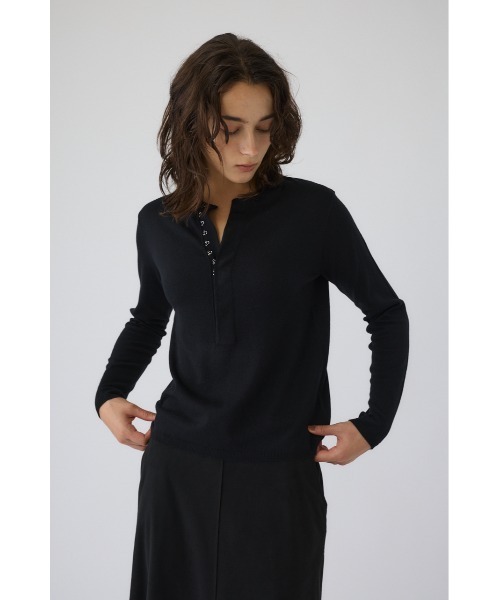 RIM.ARK(リムアーク)の「Hook design silk blend knit ホックデザインシルクブレンドニット(ニット/セーター・レディース・アイボリー/グレー/ブラウン/ブラック・FREE)」の20枚目の写真