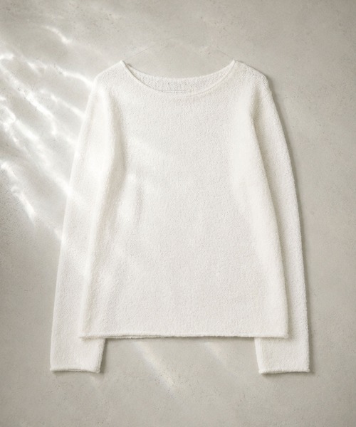 LAULEN(ローレン)の「linen blend asymmetry mix knit /リネンブレントアシンメトリーミックスニット(ニット/セーター・レディース・ホワイト/グレー・FREE)」の2枚目の写真