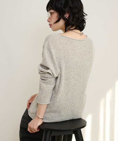 LAULEN(ローレン)の「linen blend asymmetry mix knit /リネンブレントアシンメトリーミックスニット(ニット/セーター・レディース・ホワイト/グレー・FREE)」の16枚目の写真