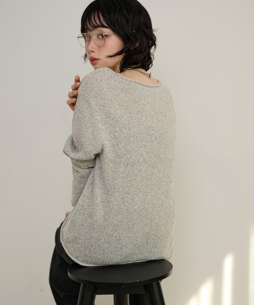 LAULEN(ローレン)の「linen blend asymmetry mix knit /リネンブレントアシンメトリーミックスニット(ニット/セーター・レディース・ホワイト/グレー・FREE)」の13枚目の写真