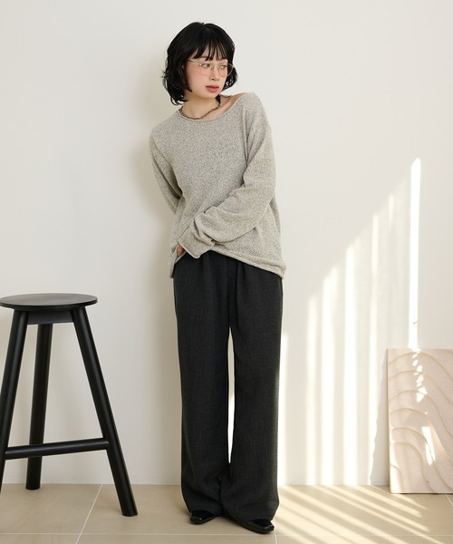 LAULEN(ローレン)の「linen blend asymmetry mix knit /リネンブレントアシンメトリーミックスニット(ニット/セーター・レディース・ホワイト/グレー・FREE)」の11枚目の写真