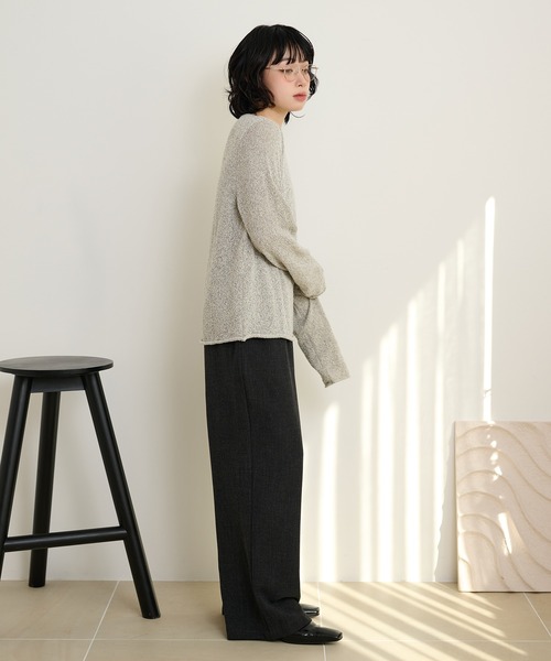 LAULEN(ローレン)の「linen blend asymmetry mix knit /リネンブレントアシンメトリーミックスニット(ニット/セーター・レディース・ホワイト/グレー・FREE)」の10枚目の写真