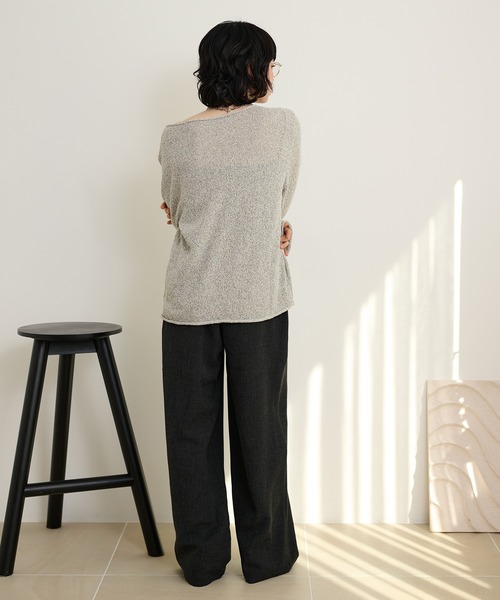 LAULEN(ローレン)の「linen blend asymmetry mix knit /リネンブレントアシンメトリーミックスニット(ニット/セーター・レディース・ホワイト/グレー・FREE)」の8枚目の写真