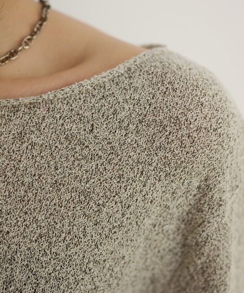 LAULEN(ローレン)の「linen blend asymmetry mix knit /リネンブレントアシンメトリーミックスニット(ニット/セーター・レディース・ホワイト/グレー・FREE)」の5枚目の写真