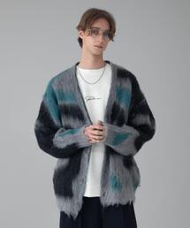 BROWNY/モヘアタッチパターンカーディガン