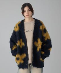 BROWNY/モヘアタッチパターンカーディガン