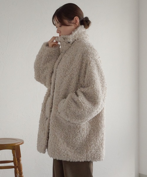 プードルコート スタンドネックコクーン袖プードルコート（ダッフルコート）｜raffime