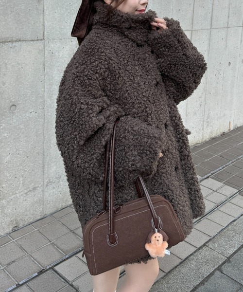 スタンドネックコクーン袖プードルコート（ダッフルコート）｜raffime