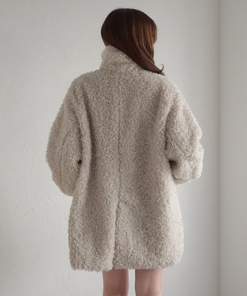 スタンドネックコクーン袖プードルコート（ダッフルコート）｜raffime