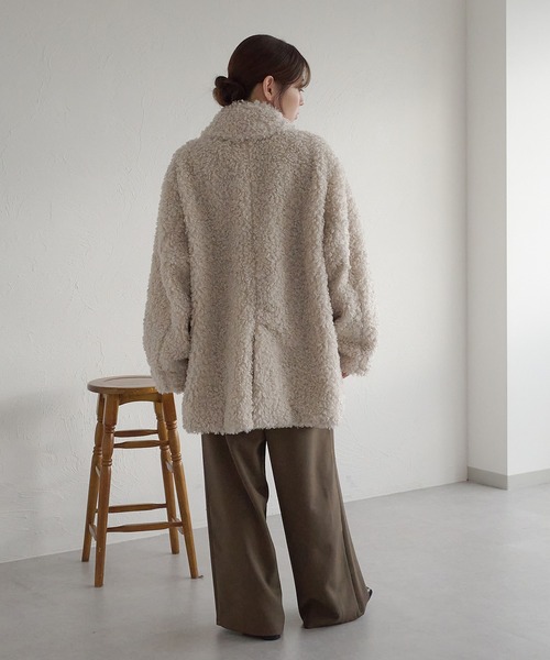スタンドネックコクーン袖プードルコート（ダッフルコート）｜raffime