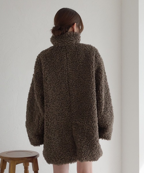 スタンドネックコクーン袖プードルコート（ダッフルコート）｜raffime