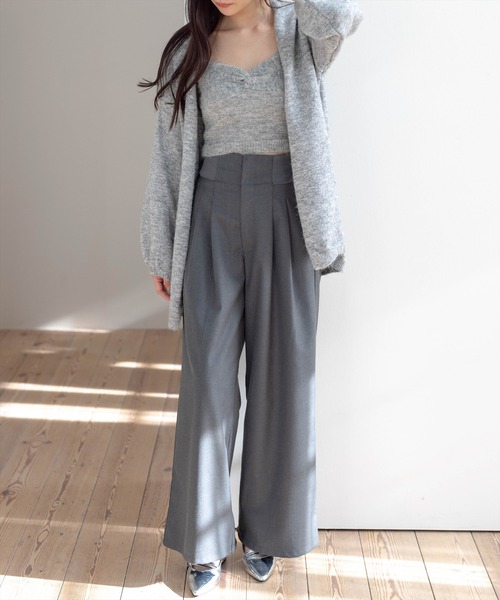 STAY MOTION（ステイモーション）の「【WEB限定】ロングニットカーディガン+ニットキャミセット［韓国ファッション カジュアル］≪AW新作≫（カーディガン/ボレロ・レディース・ベージュ/グレー・F）」の4枚目の写真