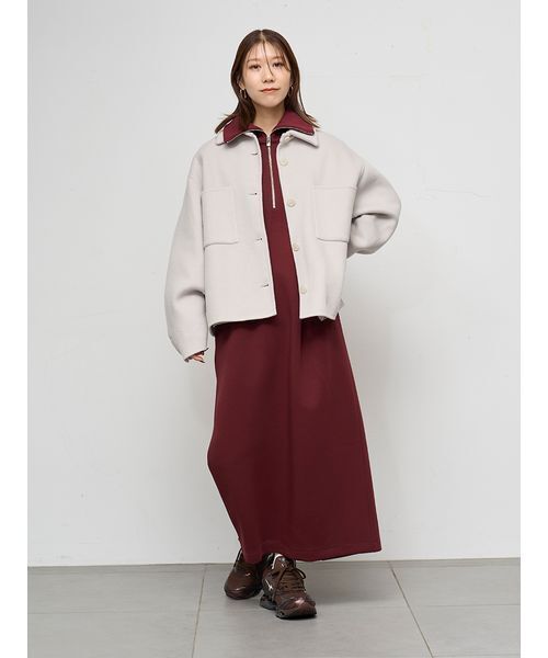 emmi（エミ）の「【ONLINE限定】ハーフジップダンボールワンピース（ワンピース・レディース・グレー/ブラック/バーガンディー・0/1）」の3枚目の写真