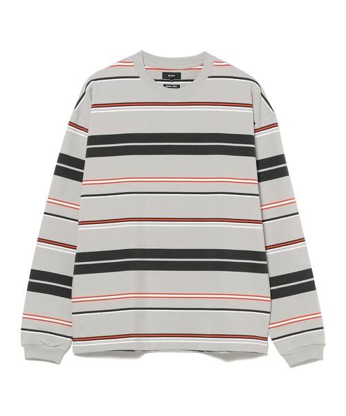 BEAMS(ビームス)の「【ワイドフィット】マルチボーダー クルーネック スウェット(Tシャツ/カットソー・メンズ・ブラック/ブラウン系その他4/ライトグレー・M/XL/L/S)」の4枚目の写真