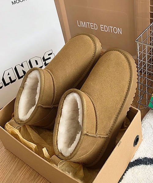 shoes365（シューズスリーシックスファイヴ）の「ショート厚底ムートンブーツ (AW)（ブーツ・レディース・ブラック/ベージュ/キャメル・25.0cm/24.5cm/24.0cm/23.5cm/23.0cm）」の13枚目の写真