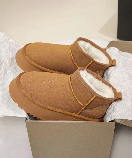 shoes365（シューズスリーシックスファイヴ）の「ショート厚底ムートンブーツ (AW)（ブーツ・レディース・ブラック/ベージュ/キャメル・25.0cm/24.5cm/24.0cm/23.5cm/23.0cm）」の14枚目の写真