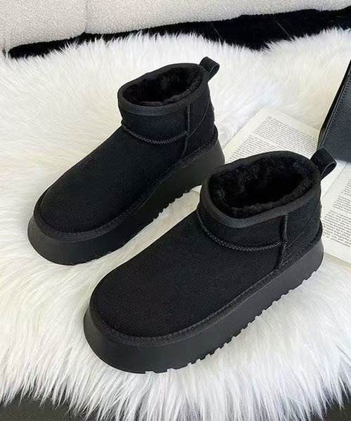 shoes365（シューズスリーシックスファイヴ）の「ショート厚底ムートンブーツ (AW)（ブーツ・レディース・ブラック/ベージュ/キャメル・25.0cm/24.5cm/24.0cm/23.5cm/23.0cm）」の10枚目の写真