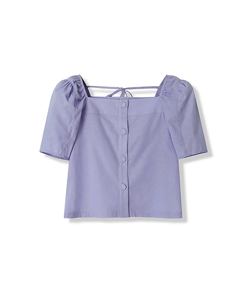 Vivacious(ビバシャス)の「Pellier Square Neck Puff Sleeve Blouse - 4COL(シャツ/ブラウス・レディース・ブラック/アイボリー/スカイブルー/パープル・MEDIUM/SMALL)」の4枚目の写真
