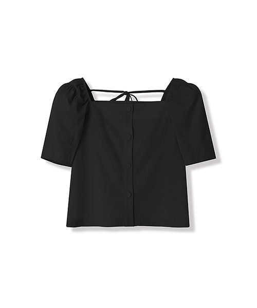 Vivacious(ビバシャス)の「Pellier Square Neck Puff Sleeve Blouse - 4COL(シャツ/ブラウス・レディース・ブラック/アイボリー/スカイブルー/パープル・MEDIUM/SMALL)」の1枚目の写真