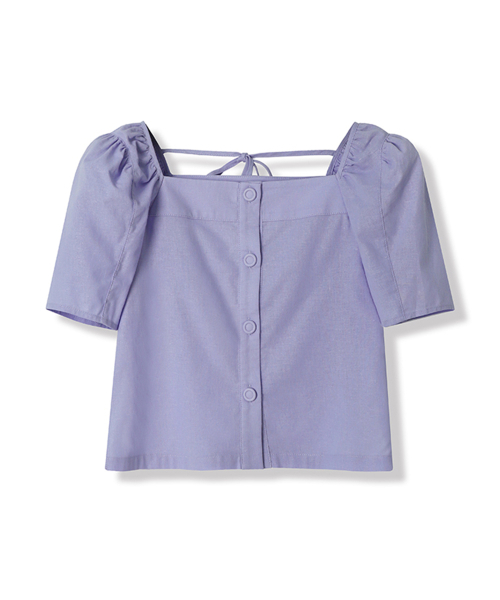 Vivacious(ビバシャス)の「Pellier Square Neck Puff Sleeve Blouse - 4COL(シャツ/ブラウス・レディース・ブラック/アイボリー/スカイブルー/パープル・MEDIUM/SMALL)」の6枚目の写真