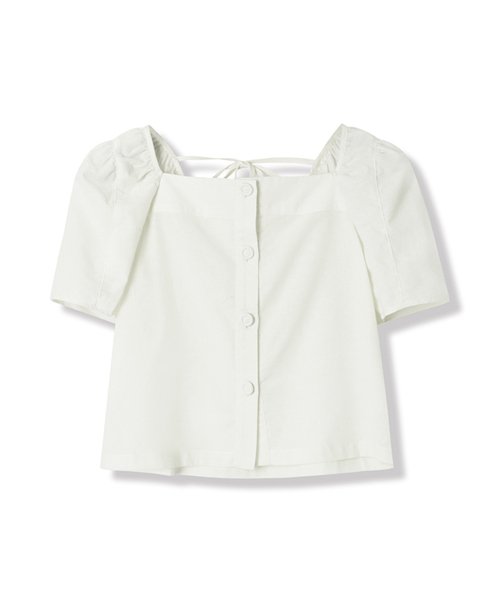 Vivacious(ビバシャス)の「Pellier Square Neck Puff Sleeve Blouse - 4COL(シャツ/ブラウス・レディース・ブラック/アイボリー/スカイブルー/パープル・MEDIUM/SMALL)」の7枚目の写真